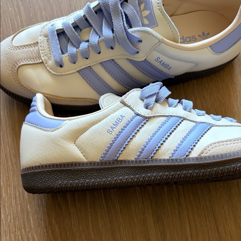adidas Samba Women's Sneakers White and Light Purple Accents - Picture 2 of 7